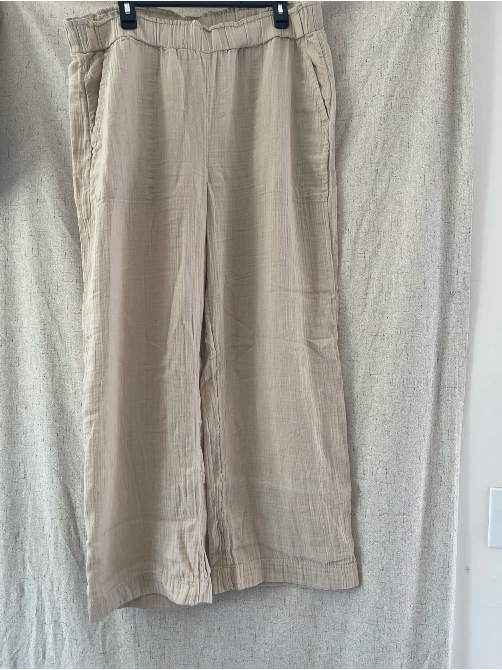 GAP Beige/Tan 100% Cotton Gauze Wide Leg Pants
